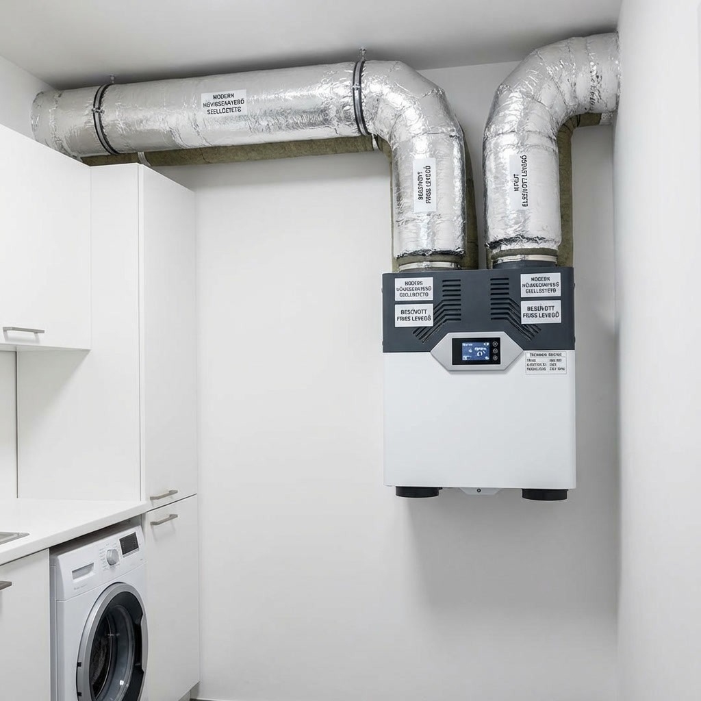 HRV hővisszanyerős szellőztető egység telepítve – energiatakarékos szellőzés